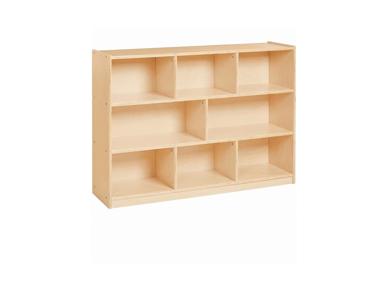 MJK Montessori open storage shelves in birch plywood